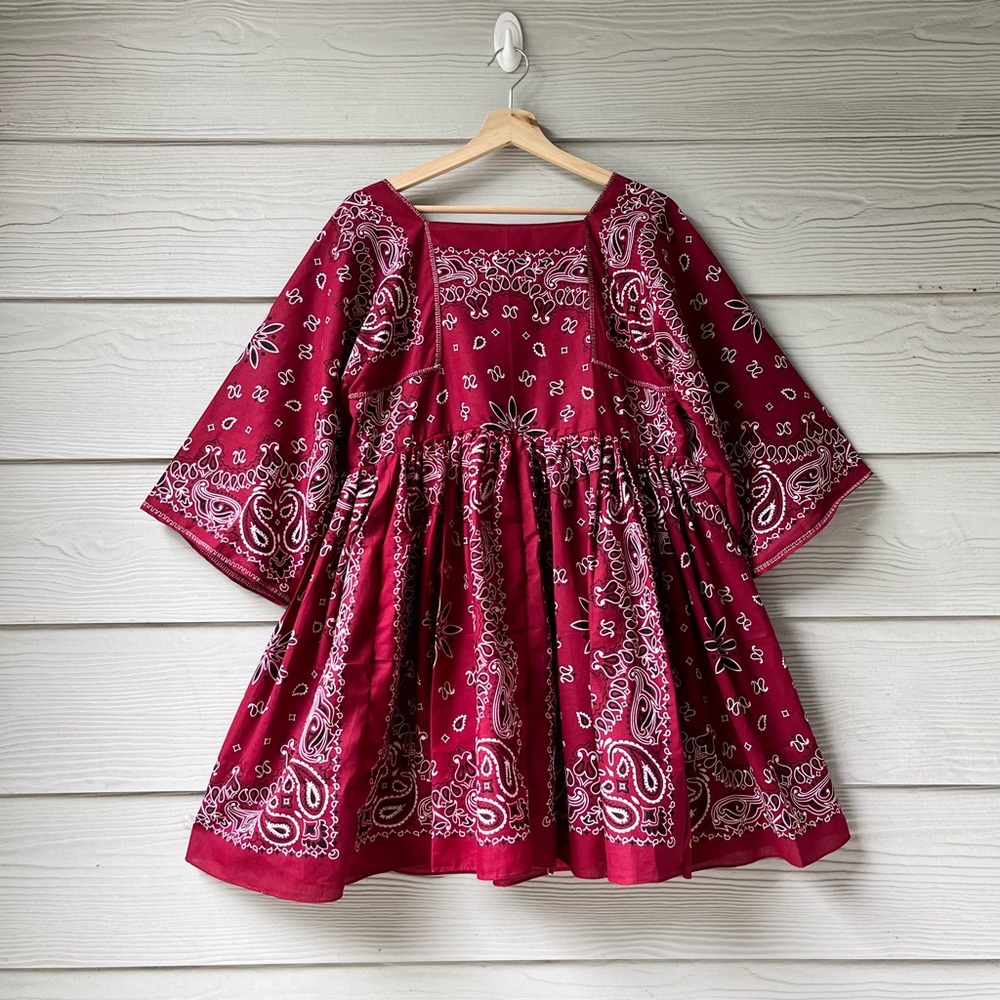 Made To Order Handmade Bandana Dress In Light Maroon